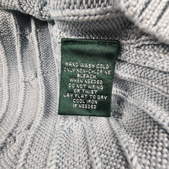 Ralph Lauren Sweater Womens S Blue Silk Cable Knit Quiet Luxury Fisherman LRL - Picture 6 of 10